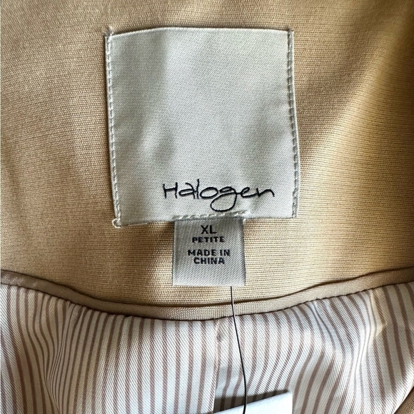NWT Women’s Dress Jacket  HALOGEN Beige Cotton Button Front Long Sleeve Blazer - Picture 6 of 6